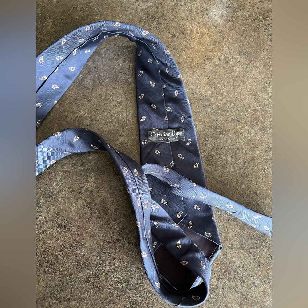 Christian Dior Blue Paisley Boy’s Tie 100% Silk